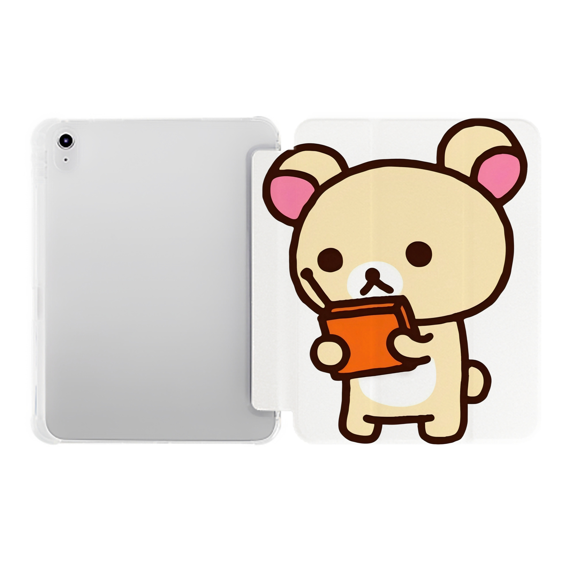 （画像用） リラックマ リラックマ キイロイトリ Rilakkuma Korilakkuma Kiiroitori IPad ケース ペン収納付き 三つ折りスタンド PUレザー×シリコン 対応機種9.5/10.5/10.9インチ